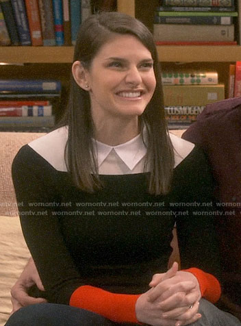 Marissa's colorblock collared sweater on The Big Bang Theory
