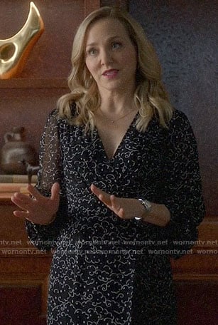 Marissa’s ribbon print wrap dress on Bull