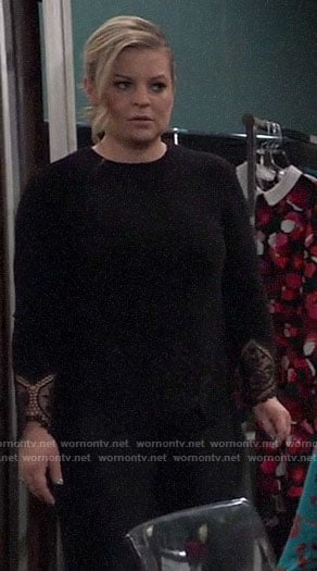 Maxie’s black lace cuff sweater on General Hospital