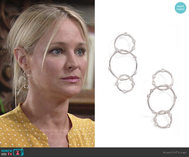 Melinda Maria Link Drop Earrings worn by Sharon Newman (Sharon Case) on The Young and the Restless