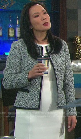 Melinda’s tweed jacket on Days of our Lives