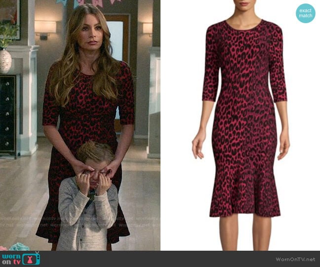 Milly Textured Leopard Mermaid Dress worn by  Gloria Pritchett (Sofia Vergara) on Modern Family