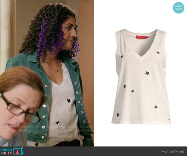 n:Philanthropy Lola V-Neck Sleeveless Top worn by Heather Davis (Vella Lovell) on Crazy Ex-Girlfriend