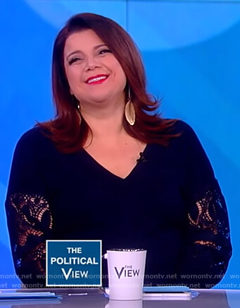 Ana’s blue lace sleeve top on The View