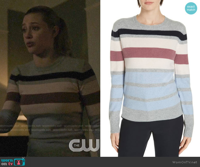 Nordstrom Signature Stripe Boiled Cashmere Sweater worn by Betty Cooper (Lili Reinhart) on Riverdale