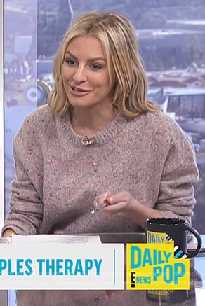 Morgan’s pink speckled sweater on E! News Daily Pop