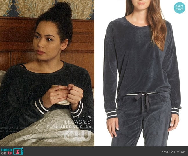 PJ Salvage Velour Pajama Top worn by Macy Vaughn (Madeleine Mantock) on Charmed