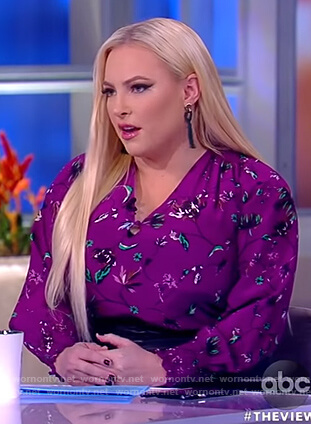Meghan’s purple floral v-neck top on The View