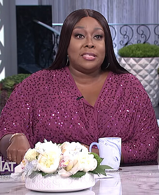 Loni’s purple sequin embellished twisted dress on The Real