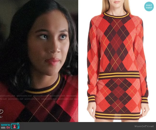 Caitlin’s red argyle sweater