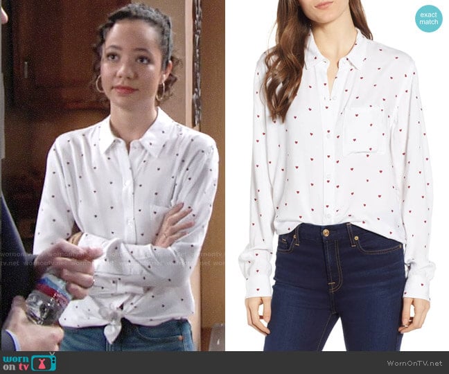 Rails Rocsi Heart Print Shirt worn by Mattie Ashby (Lexie Stevenson) on The Young and the Restless