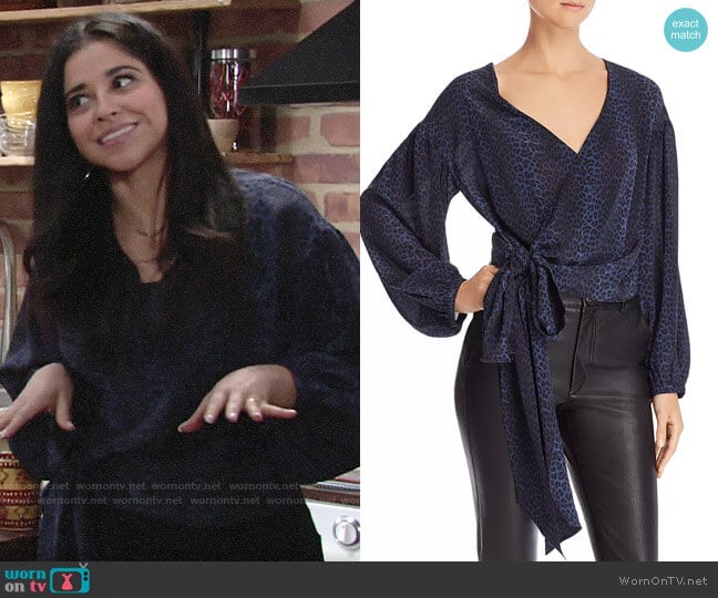 Ramy Brook Daya Leopard Silk Wrap Top worn by Mia Rosales (Noemi Gonzalez) on The Young and the Restless