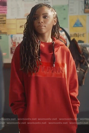 WornOnTV Jazlyn s red Ivy Park sweater dress on Grown ish Chloe