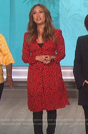 Carrie's red leopard print dress on The Talk