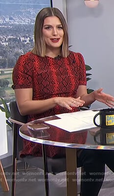 Carissa’s red snake print dress on E! News Daily Pop