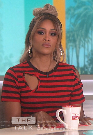 Eve’s red striped cutouts tee on The Talk