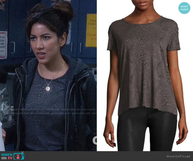 RtA Nicola Distressed Leopard Print Tee worn by Rosa Diaz (Stephanie Beatriz) on Brooklyn Nine-Nine