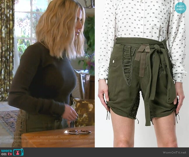 Drawstring Tie-Detail Shorts by Saint Laurent worn by Dorit Kemsley on The Real Housewives of Beverly Hills