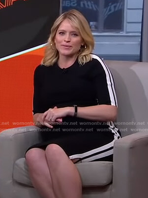 Sara’s black side striped dress on GMA Strahan and Sara