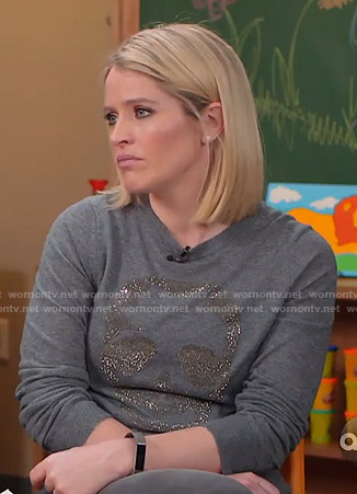 WornOnTV: Sara’s grey skull sweater on GMA Strahan And Sara | Sara ...