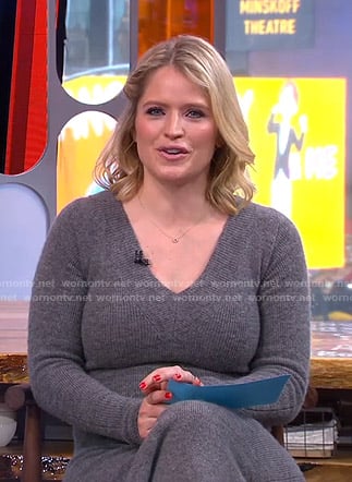 Sara’s grey v-neck sweater dress on GMA Strahan and Sara