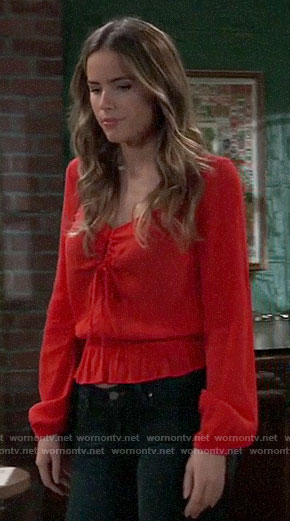 Sasha’s red keyhole top on General Hospital