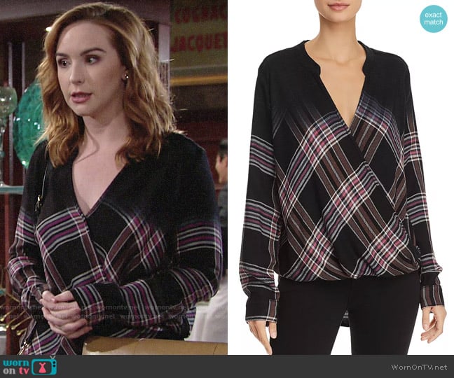 Splendid Hyperion Dip-Dye Plaid Top worn by Mariah Copeland (Camryn Grimes) on The Young and the Restless