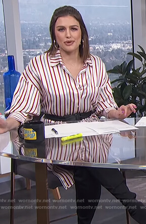 Carissa’s striped shirtdress on E! News Daily Pop