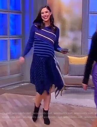 Abby’s blue striped asymmetric dress on The View