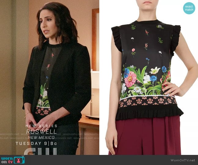 Ted Baker Myshell Florence Frill-Trim Top worn by Valencia Perez (Gabrielle Ruiz) on Crazy Ex-Girlfriend