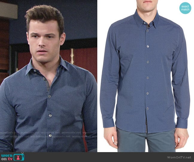 Ted Baker Holic Trim Fit Geometric Sport Shirt worn by Kyle Abbott (Michael Mealor) on The Young and the Restless