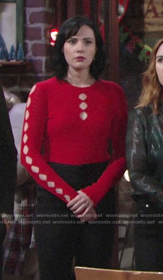 Tessa’s red cutout top on The Young and the Restless