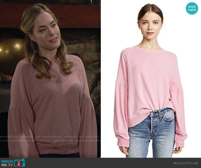 The Great The Bishop Sleeve Sweatshirt worn by Hope Logan (Annika Noelle) on The Bold and the Beautiful