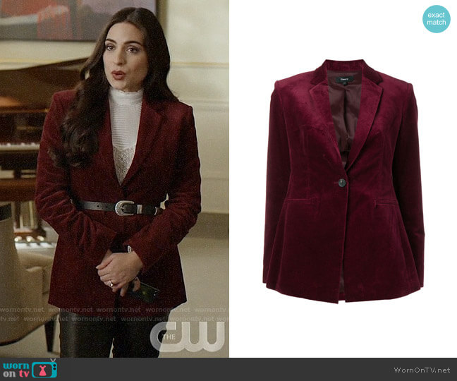 WornOnTV: Cristal’s red velvet blazer and white lace top on Dynasty ...