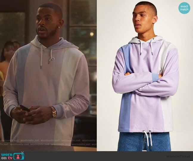 Purple Vertical Stripe Hoodie by Topman worn by Aaron Jackson (Trevor Jackson) on Grown-ish