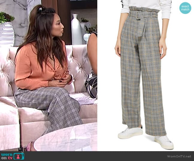 Check Wide Leg Trousers by Topshop worn by Jeannie Mai on The Real