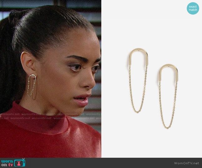 Topshop House Of Freedom Chain Drop Earrings worn by Zoe (Kiara Barnes) on The Bold and the Beautiful