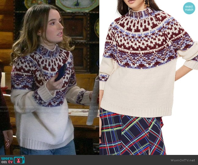 Topshop Reverse Fair Isle Sweater worn by Eve Baxter (Kaitlyn Dever) on Last Man Standing