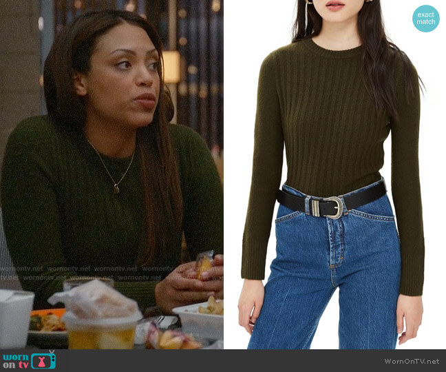 Topshop Ribbed Sweater in Olive worn by Danny James (Jaime Lee Kirchner) on Bull