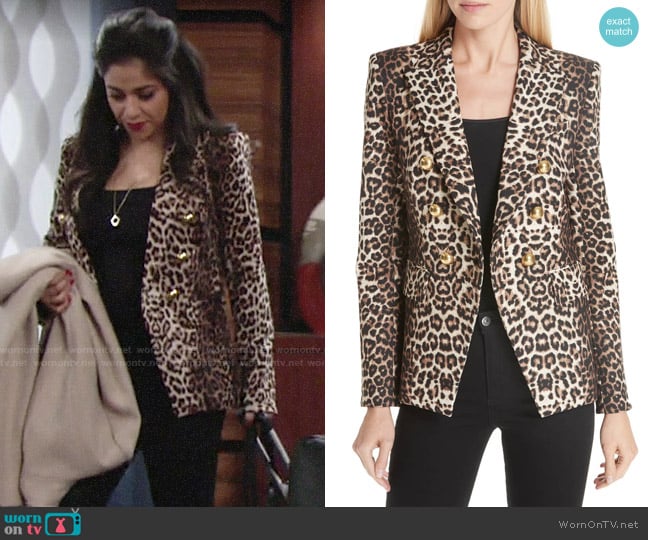 Veronica Beard Miller Leopard Blazer worn by Mia Rosales (Noemi Gonzalez) on The Young and the Restless