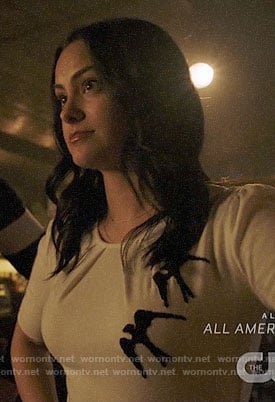 Veronica's white top with birds on Riverdale