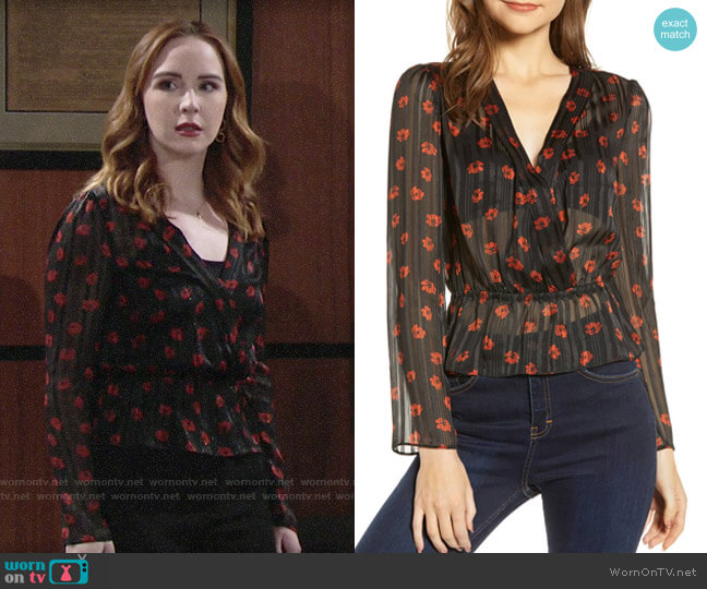 WornOnTV: Mariah’s black and red floral blouse on The Young and the ...