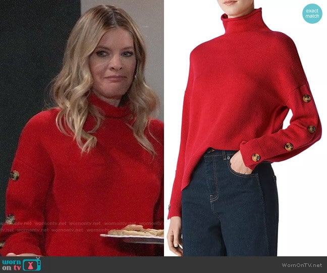 Whistles Funnel-Neck Wool & Cashmere Sweater worn by Nina Reeves (Michelle Stafford) on General Hospital