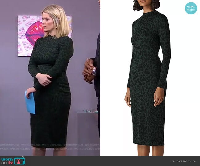 Leopard-Print Jersey Dress by Whistles worn by Sara Haines on Good Morning America