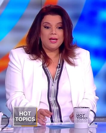 Ana’s white contrast trim blouse on The View