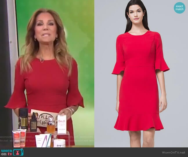 Flare Sleeve Fluted-Hem Sheath Dress by White House Black Market worn by Kathie Lee Gifford on Today