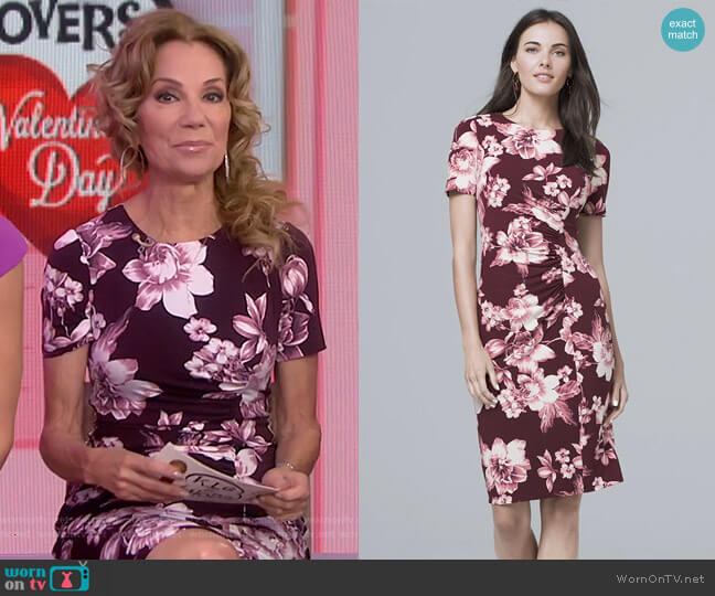 Short-Sleeve Floral Knit Sheath Dress by White House Black Market worn by Kathie Lee Gifford  on Today