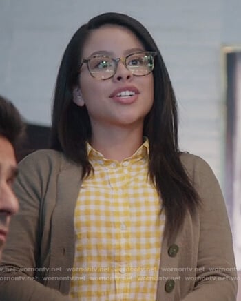 Mariana’s yellow gingham print shirt on Good Trouble