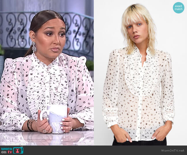 Ruffled Pleated Top by Zara worn by Adrienne Houghton  on The Real