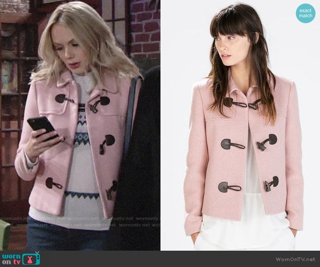 Zara Blazer with Toggles worn by Abby Newman (Melissa Ordway) on The Young and the Restless